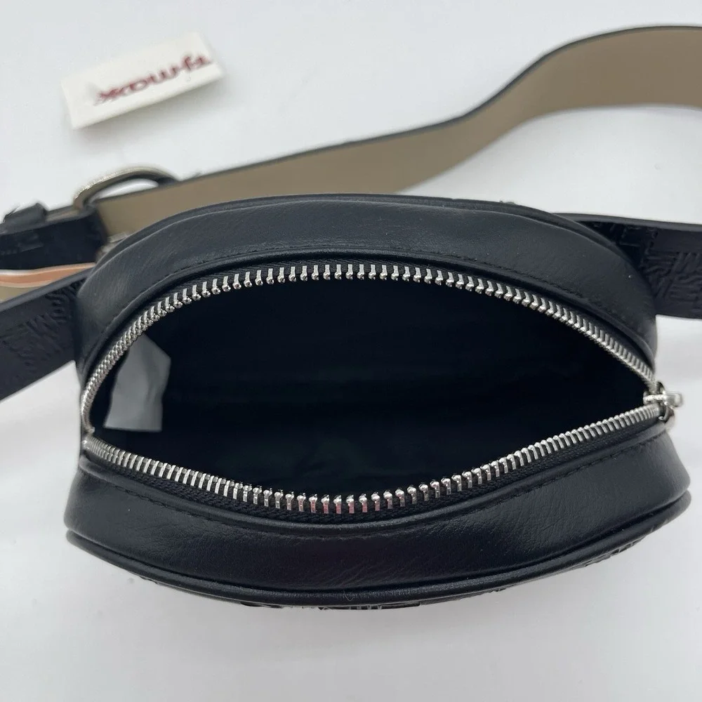 Steve‎ Madden Size 1X Monogram Belt Bag Balck SM83470P Quilted Block Pattern